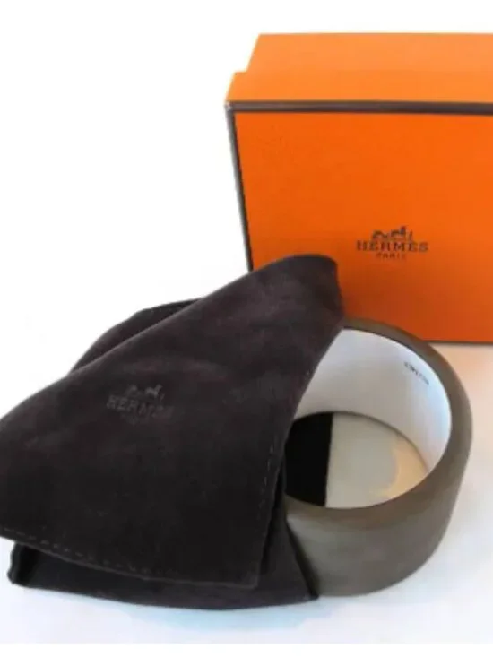 NWT Hermès Assam Bangle Bracelet in Matte Brown Lacquered Wood - Picture 4 of 5